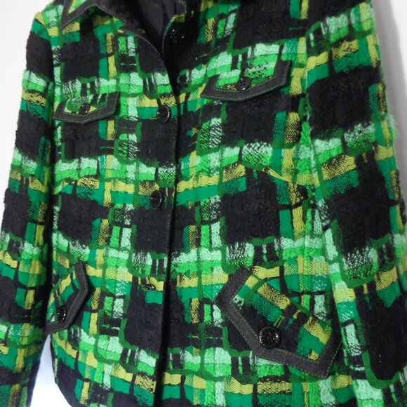 Basler Women's Green & Black Checkered Pattern Tweed Jacket Sz 44 (Appro.US XL) - Picture 3 of 7